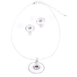 SILVER ICED DISC NECKLACE SET